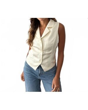 needii Button Down Satin Vest - Blue