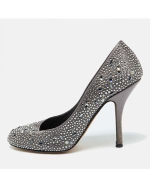 Gina Dark Satin Crystal Embellished Pumps - Gray