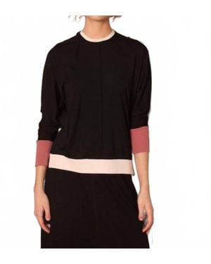 Simondona Crewneck With Dolman Sleeve Top - Black