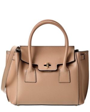 Italian Leather Top Handle Tote - Brown
