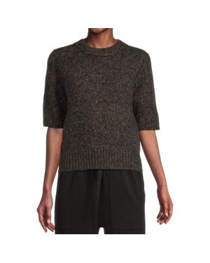 Lilla P Marled Short Sleeve Top - Black