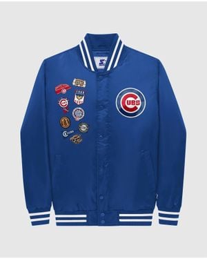 Starter Chicago Cubs Varsity Satin Full Snap Jacket - Blue