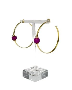Lucky Star Jewels Caroline Gemstone Hoop Earrings - Multicolor