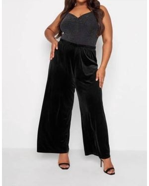 Zenana Velvet Wide Leg Pants - Black