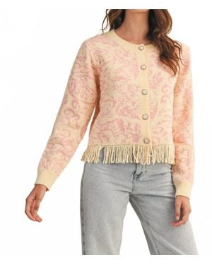 ..,merci Floral Fringed Sweater Cardigan - Multicolor