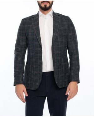 VELLAPAIS Monroe Regular Fit Plaid Sport Coat - Blue