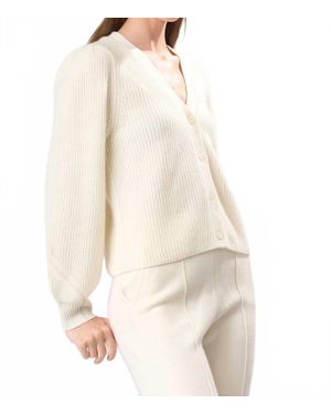 Cashmere Clouds V-Neck Lining Cashmere Cardigan - White