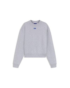 HUGO Cotton-Terry Sweatshirt With Logo Badge - Gray
