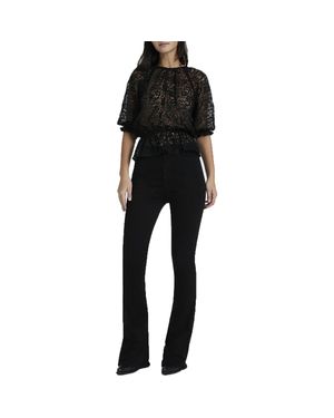 7 For All Mankind Unlined Lace Blouse - Black