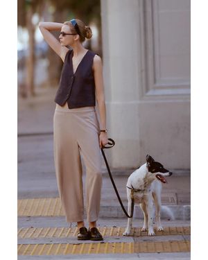 Maeve Leona European Linen Stretch Vest Jacket - Gray
