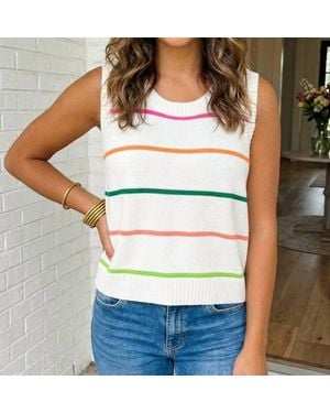 la society Striped Knitted Sweater Tank - Blue