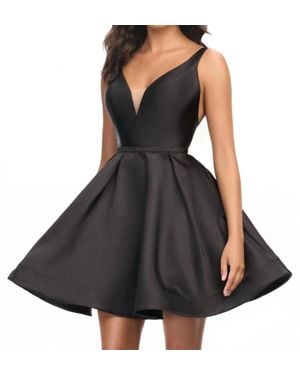 Ashley Lauren Inverted Back Bow Mini Dress - Black