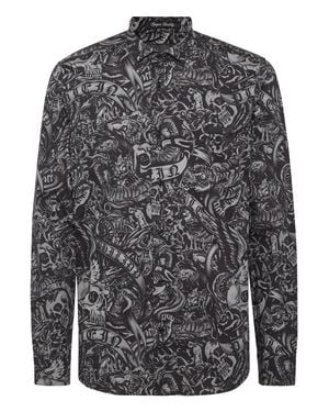 Philipp Plein Shirt Sugar Daddy Cut Ls Tattoo - Gray
