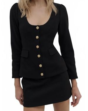 For Love & Lemons Josie Scoop Neck Blazer - Black