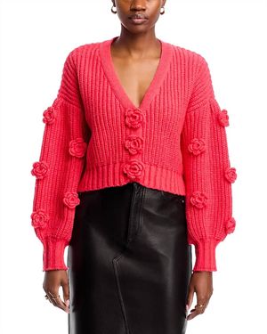Stellah Flower Applique Cardigan - Red
