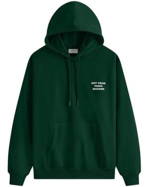 Drole de Monsieur Bold Slogan Cotton Hoodie With Classic Fit - Green