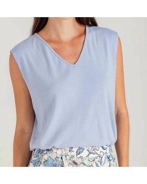 Sundays Karli Sleeveless V-Neck Tee - Blue