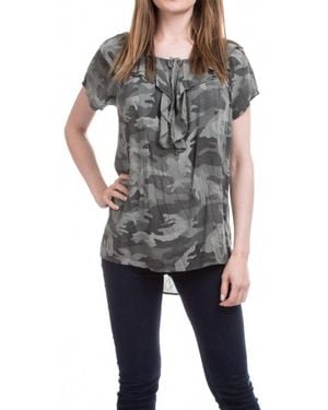 Gigi Moda Alba Camo Short Sleeve Top - Black