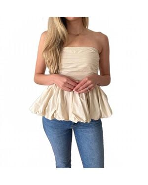 SOFIA The Label Elsie Cream Peplum Sleeveless Top - Blue