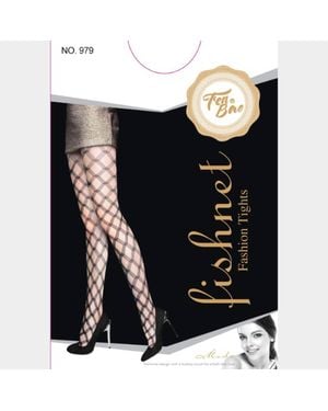 TRUEDAMES Bold Diamond Pattern Cutout Pantyhose Tights - Black