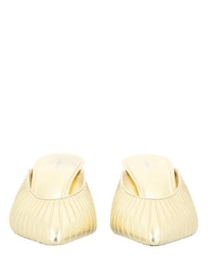 Versace Metallic Pleated Leather Sandals - Natural