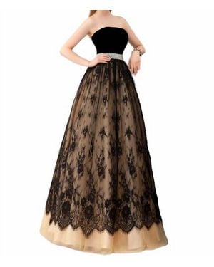 Angela & Alison Strapless Velvet And Tulle Ballgown - Brown
