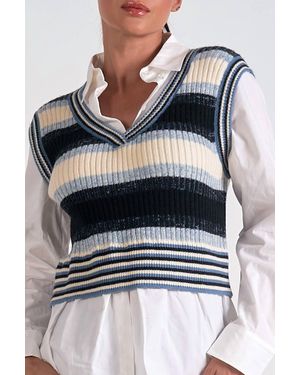 Elan Kaia Sweater Vest Collar Top Set - Multicolor