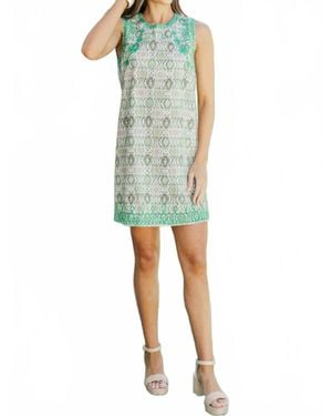 Voya Kaleidoscope Embroidered Shift Dress - Green