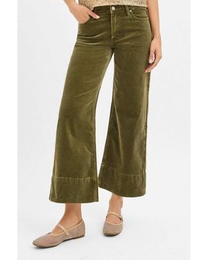 Risen High Rise Crop Wide Corduroy Pants - Green