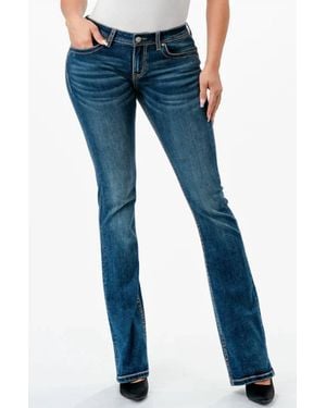 Grace In La Basic Mid Rise Bootcut Jean - Blue