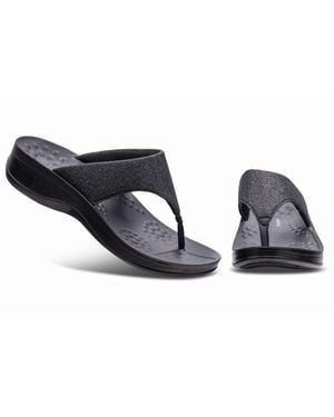 AEROTHOTIC Comfortable Arch Support Orthopedic Flip Flops And Sandals For - Black