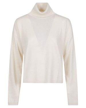Woolrich Comfort Turtle Neck Cropped Wool-Blend Turtleneck - White