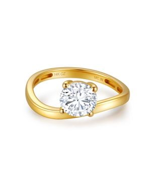 MAX + STONE Solid 10K 3.5 Carat 8Mm Round Cut Cubic Zirconia Wavy Band Engagement Ring - Metallic