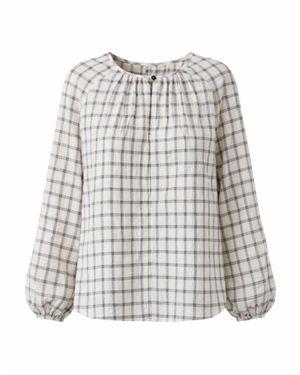 Pomandère Checked Cotton Blouse - Gray