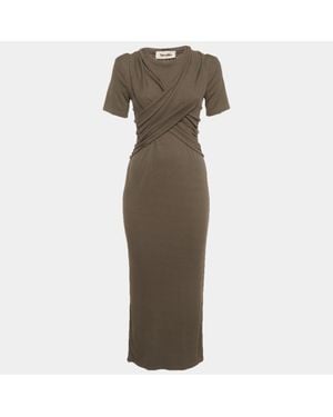 Nanushka Jersey Belted Jannet Midi Dress - Natural