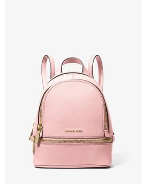 Michael Kors Outlet Rhea Extra-Small Pebbled Leather Backpack - Pink