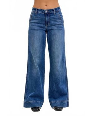 Judy Blue Darcy Mid Rise Wide Leg Trouser Jeans - Blue