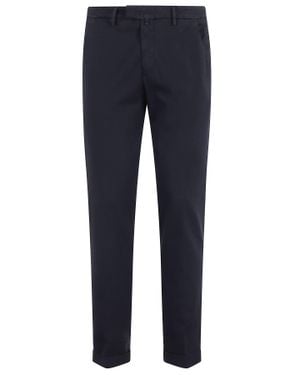 BRIGLIA Flat-Stomach Cuffed Hem Cotton Straight-Leg Pants - Blue