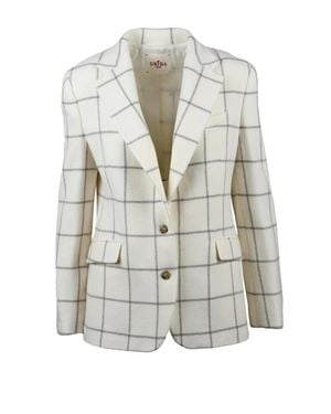 CRI.DA Structured Fitted Jacket With Classic Lapel And Windowpane Check - White