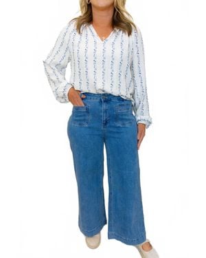Charlie b Cropped Flare Leg Denim Jeans - Blue