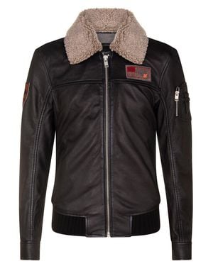 Infinity Leather Us Leather Bomber Jacket-Arizona - Black