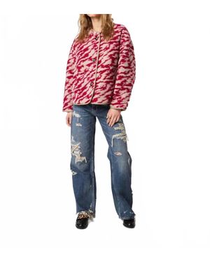 John + Jenn Quincy Faux Fur Jacket - Red