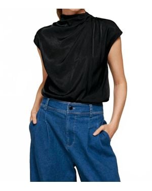 Line & Dot Oxford Top - Black