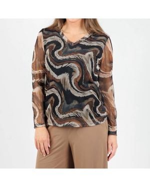 Made In Italy Bella Sheer Sleeve Top - Multicolor