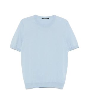 Tagliatore Lightweight Cotton Crew Neck T-Shirt - Blue