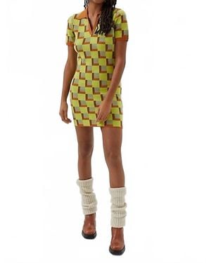 Another Girl Retro Polo Mini Dress - Green
