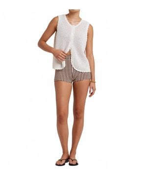 Peony Pointelle Scoop Neck Vest - White