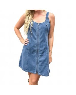 Doe And Rae Zip Up Mini Dress - Blue