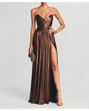 retroféte Waldorf Maxi Strapless Dress - Brown