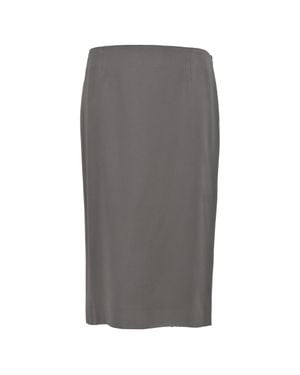 Alberta Ferretti Midi High-Waisted Straight Skirt - Gray